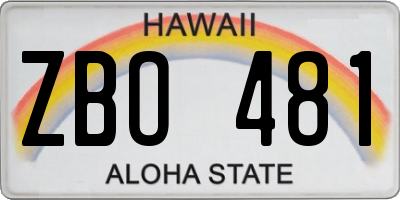 HI license plate ZBO481