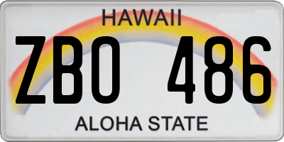 HI license plate ZBO486