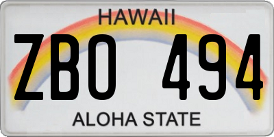 HI license plate ZBO494