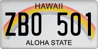 HI license plate ZBO501