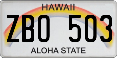 HI license plate ZBO503
