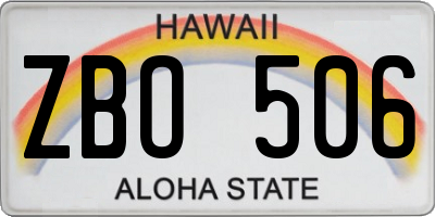 HI license plate ZBO506