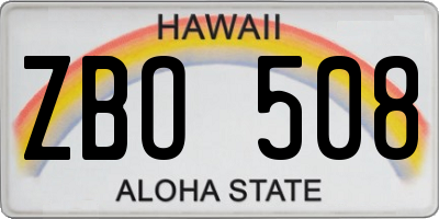 HI license plate ZBO508