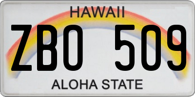 HI license plate ZBO509