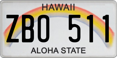 HI license plate ZBO511