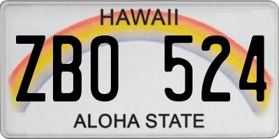 HI license plate ZBO524