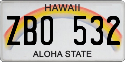 HI license plate ZBO532