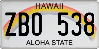 HI license plate ZBO538
