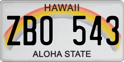 HI license plate ZBO543