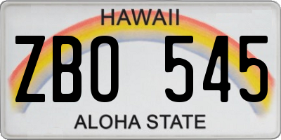 HI license plate ZBO545
