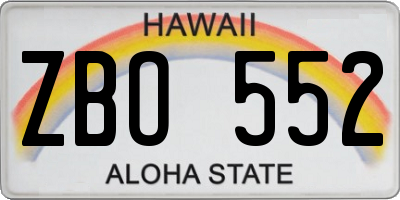 HI license plate ZBO552