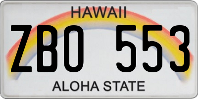 HI license plate ZBO553