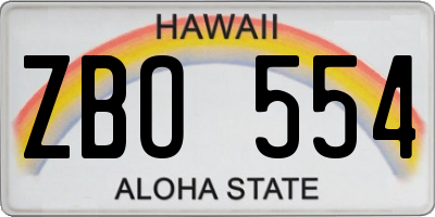 HI license plate ZBO554