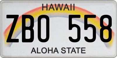 HI license plate ZBO558
