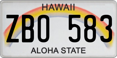 HI license plate ZBO583