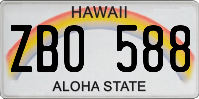 HI license plate ZBO588