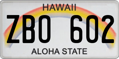 HI license plate ZBO602