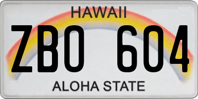 HI license plate ZBO604
