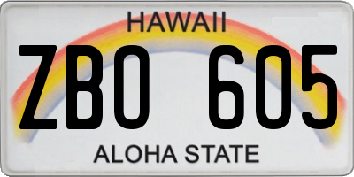 HI license plate ZBO605