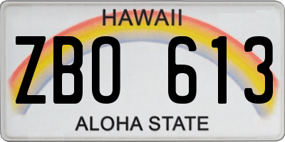 HI license plate ZBO613