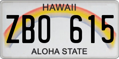 HI license plate ZBO615
