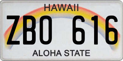HI license plate ZBO616