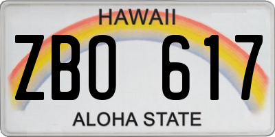 HI license plate ZBO617