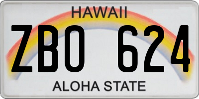 HI license plate ZBO624
