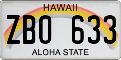 HI license plate ZBO633