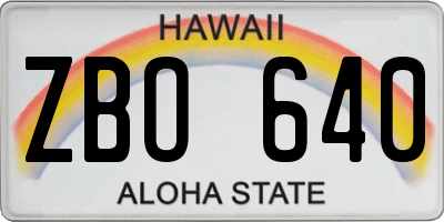 HI license plate ZBO640
