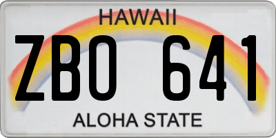 HI license plate ZBO641