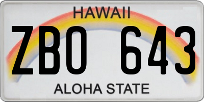 HI license plate ZBO643