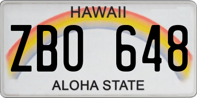 HI license plate ZBO648