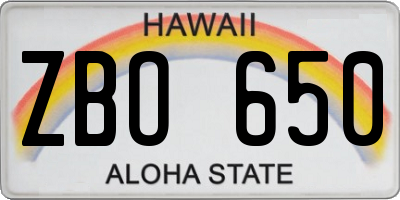 HI license plate ZBO650