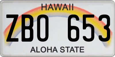 HI license plate ZBO653
