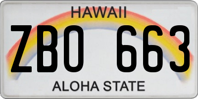 HI license plate ZBO663