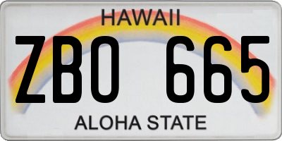 HI license plate ZBO665
