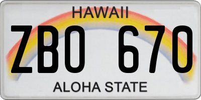 HI license plate ZBO670