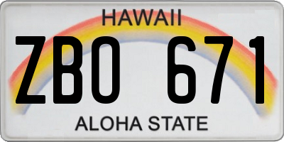 HI license plate ZBO671
