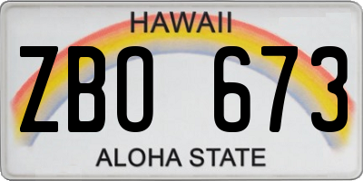 HI license plate ZBO673