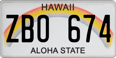 HI license plate ZBO674