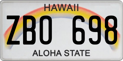 HI license plate ZBO698