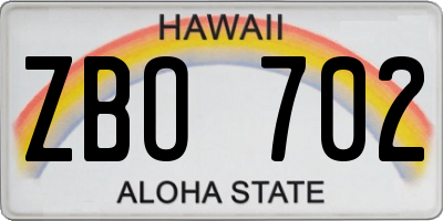 HI license plate ZBO702