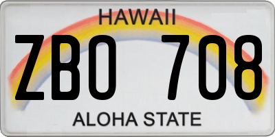 HI license plate ZBO708