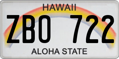 HI license plate ZBO722