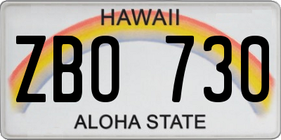 HI license plate ZBO730