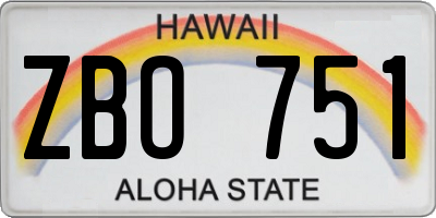 HI license plate ZBO751