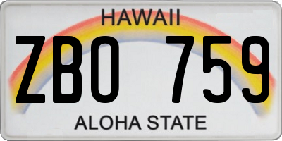 HI license plate ZBO759