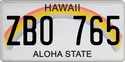 HI license plate ZBO765