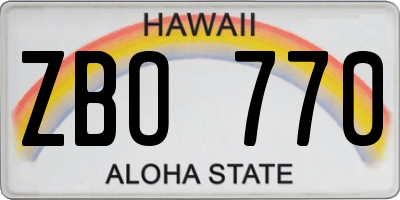 HI license plate ZBO770